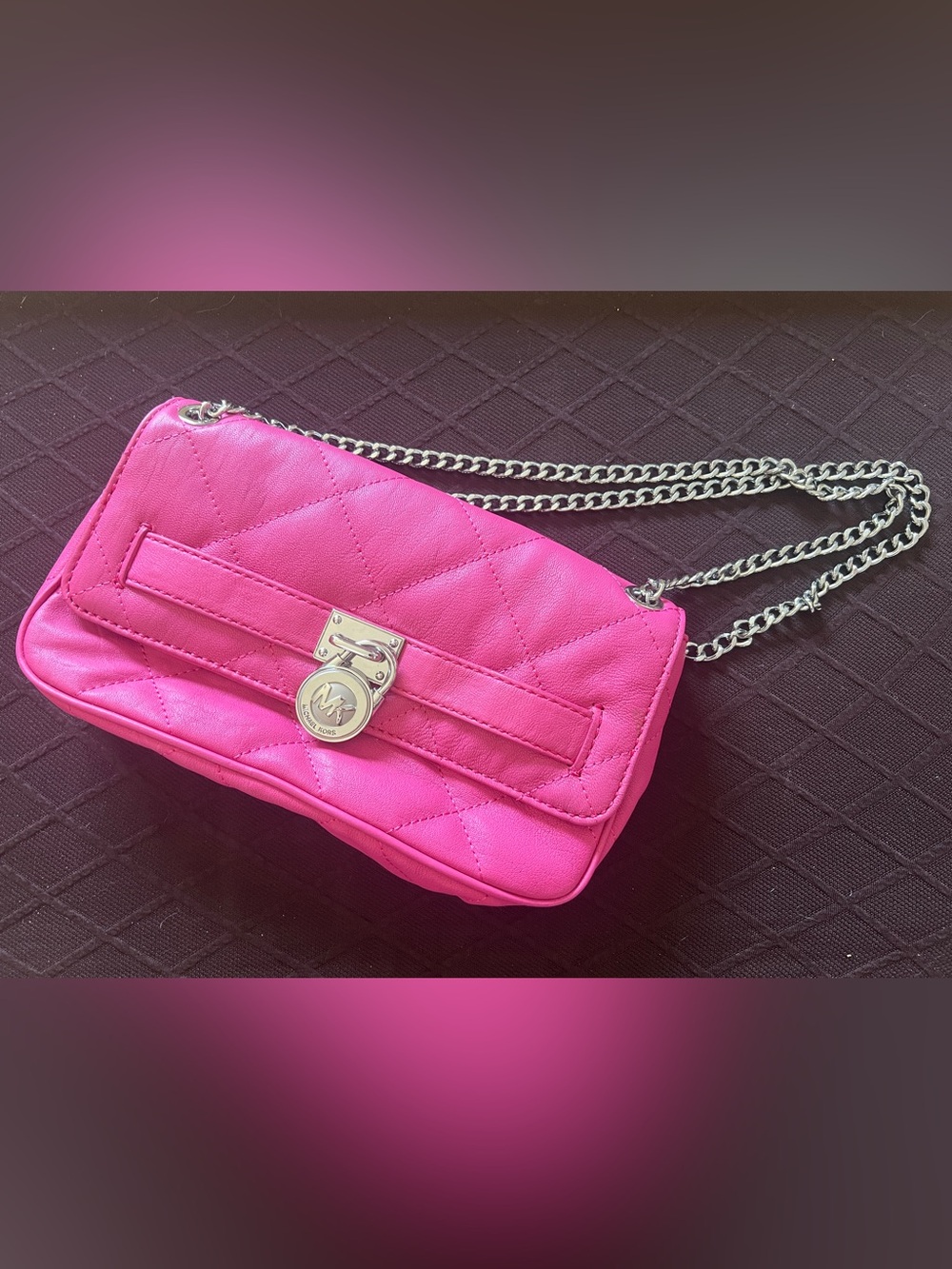 Michael Kors Hot Pink Quilted Leather Chain Shoulder Bag